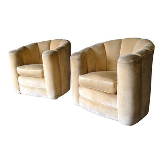 1940s Deco Channel Back Shell Club Chairs - a Pair For Sale
