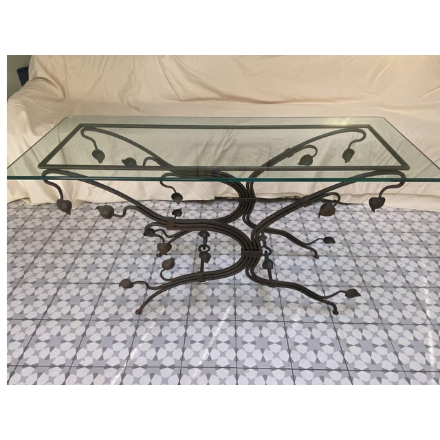 1980s 1980s Wrought Iron and Glass Console Table For Sale - Image 5 of 5