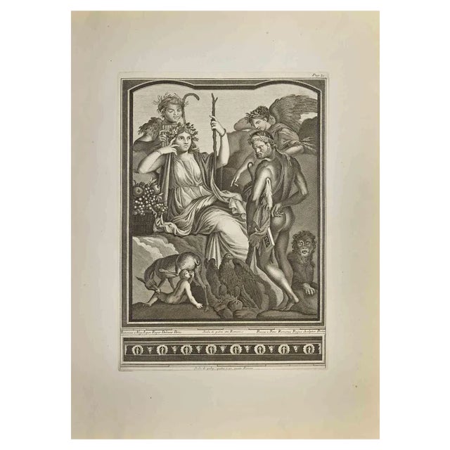 Francesco Lavega, Heracles Watching Telephus, Etching, 18th Century For Sale