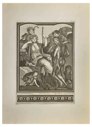 Francesco Lavega, Heracles Watching Telephus, Etching, 18th Century