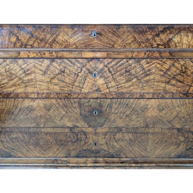 Brown Antique French Louis Philippe Burl Walnut Marble-Top Commode, Circa 1850’s For Sale - Image 8 of 12