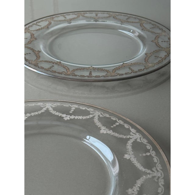 Gold Glass Charger Plates with Silver Leaf Rococo Pattern by Arte Italica, 2011, Set of 23 For Sale - Image 8 of 10