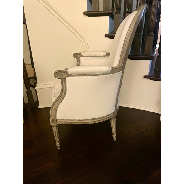 1900 - 1909 Early 20th Century Louis XVI–style Bergère Armchairs- Pair For Sale - Image 5 of 6