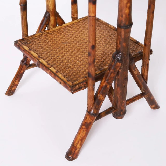 Burnt Orange Antique English Three Tiered Burnt Bamboo Stand For Sale - Image 8 of 8