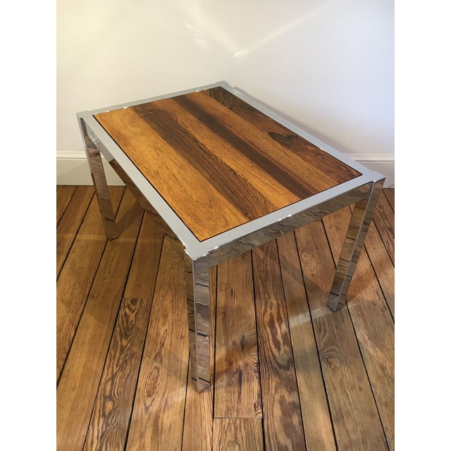 1970s 1970s Modernist Chrome + Rosewood End Table For Sale - Image 5 of 12