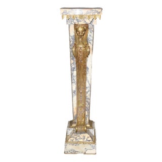 19th C French Regency Style Breche Violet Marble and Bronze Pedestal For Sale