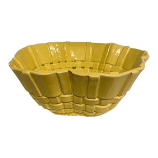Italian Mid-Century Ceramic Woven Basket For Sale