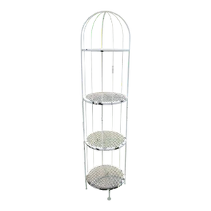 Vintage 1970s Solid Wrought Iron 4-Tier Dome Top Plant Stand / Shelving