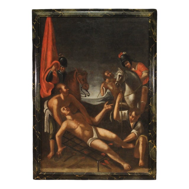 Italian Artist, The Martyrdom of Saint Lawrence, 1730, Oil on Canvas For Sale