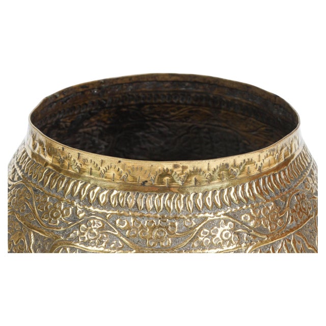 Brass Antique Islamic Mamluk Revival Engraved Brass Calligraphic Bowl, 19th Century For Sale - Image 8 of 14