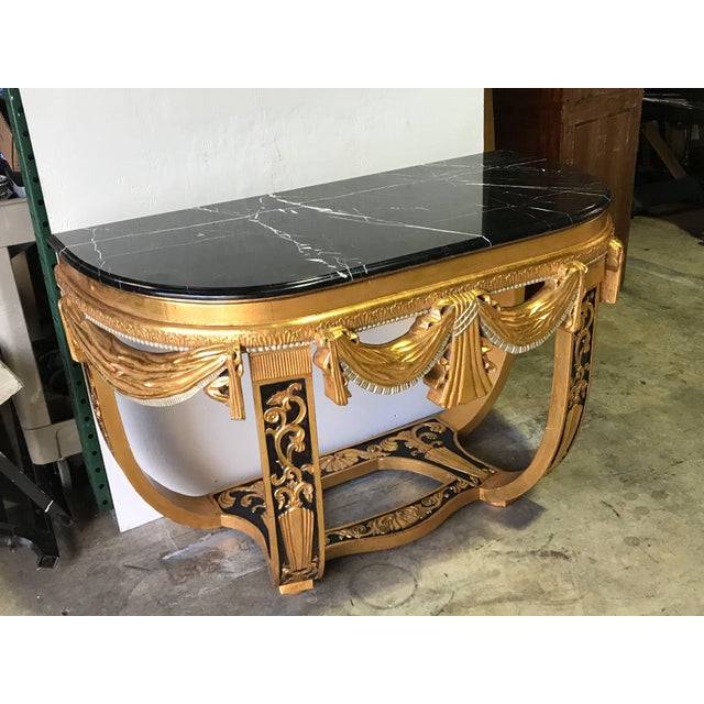 Art Deco Gilt & Polychromed Marble Top Console in the Style Sue et Mare For Sale - Image 15 of 18