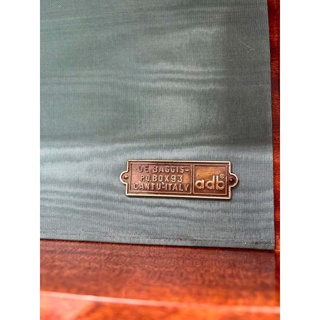 Aqua Italian Travel Writing Desk with Fine Veneer and Green Leather by De Baggis Cantù, 1980s For Sale - Image 8 of 14