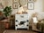 1990s Chinese Off White Vinyl Moon Face Flower Graphic End Table Nightstand For Sale - Image 5 of 12