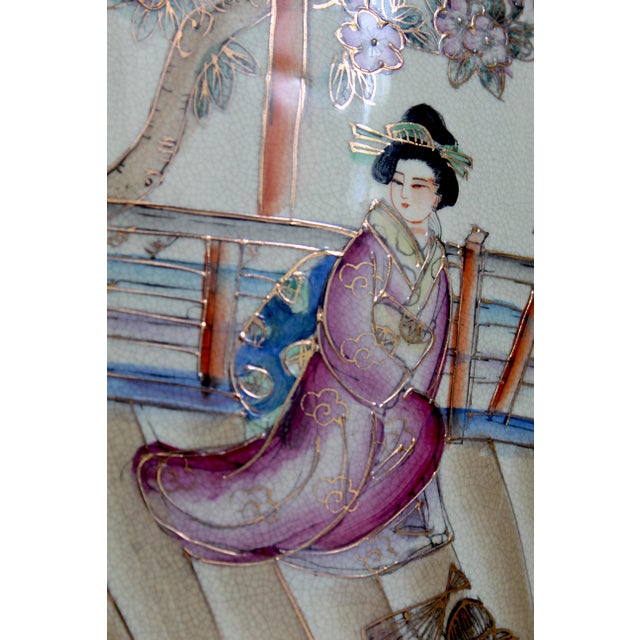 Vintage Royal Satsuma-Style Porcelain Vase – Hand-Painted Geishas & Gilded Handles For Sale - Image 18 of 18