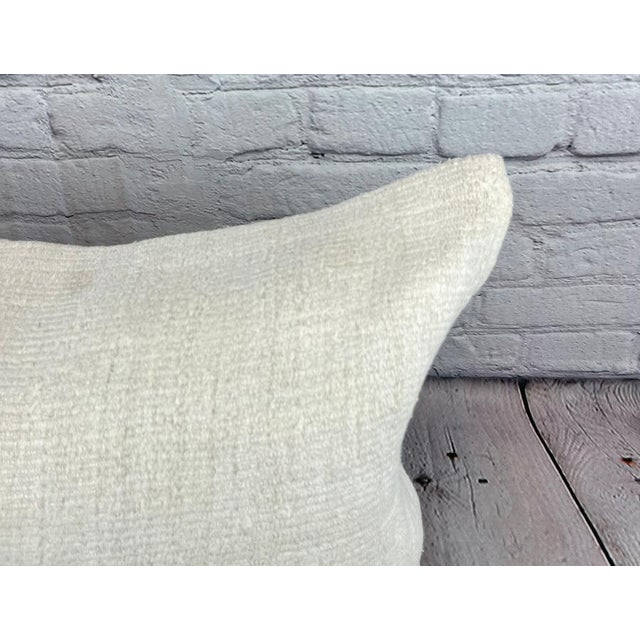 Turkish 16 x 24 Hemp Pillow Turkish Cushion Natural White Pillow Cushion Cover For Sale - Image 3 of 4