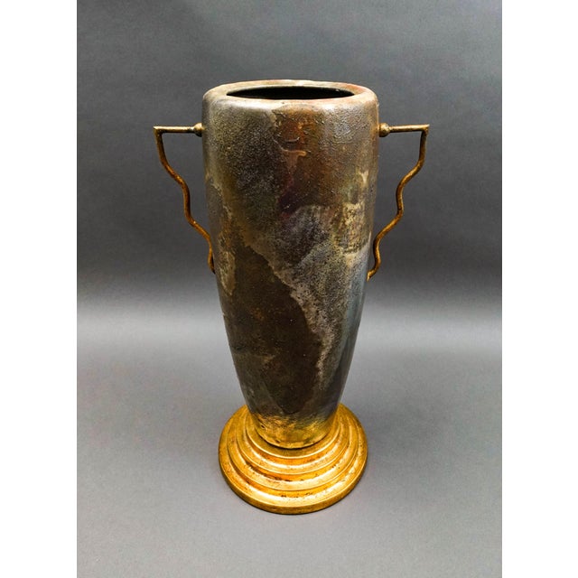 Tony Evans Tony Evans 1998 California Studio Raku Ceramic Art Pottery Monumental Vase For Sale - Image 4 of 11