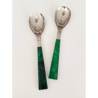 Vintage Faux Malachite Server Set - A Pair For Sale