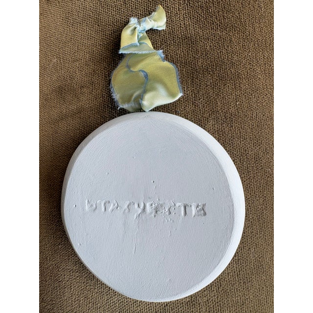 Contemporary Three Graces Grand Tour Replica Intaglio Made and Painted by Hand, With Antique French Ribbon For Sale - Image 4 of 4