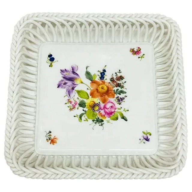 Porcelain Printemps Square Openwork Basket from Herend, Hungary For Sale - Image 6 of 6