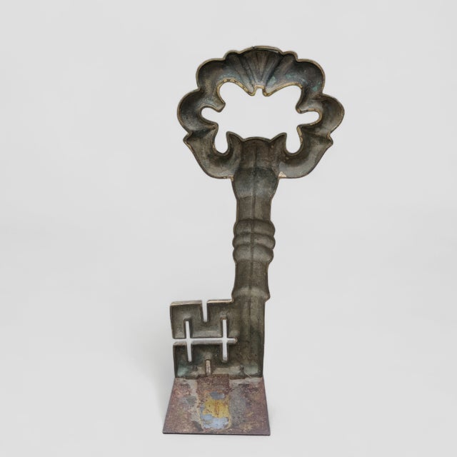 Metal Vintage Large Brass Skeleton Key Doorstop For Sale - Image 7 of 9