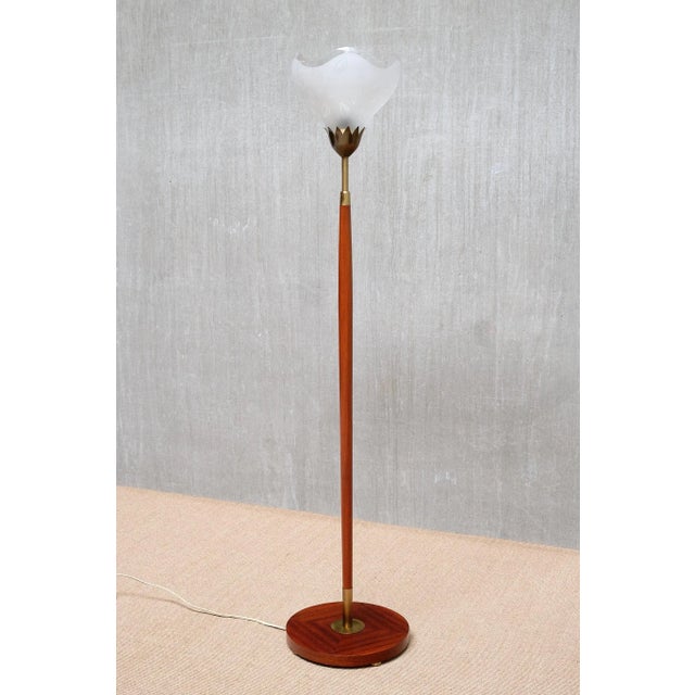 Brown Vintage Swedish Floor Lamp in Mahogany by Carl Fagerlund for Orrefors, 1950s For Sale - Image 8 of 15