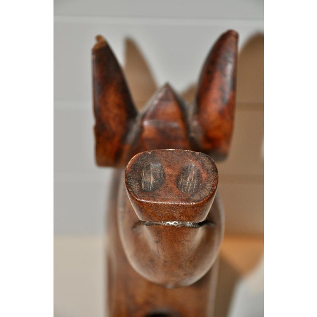 Large Antique Hand Carved Flok Art Wooden Pig Sculpture For Sale - Image 9 of 9