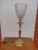 Metal Vintage Brass Plated Crystal Glass Torchier Torch Cone Lamp For Sale - Image 7 of 8