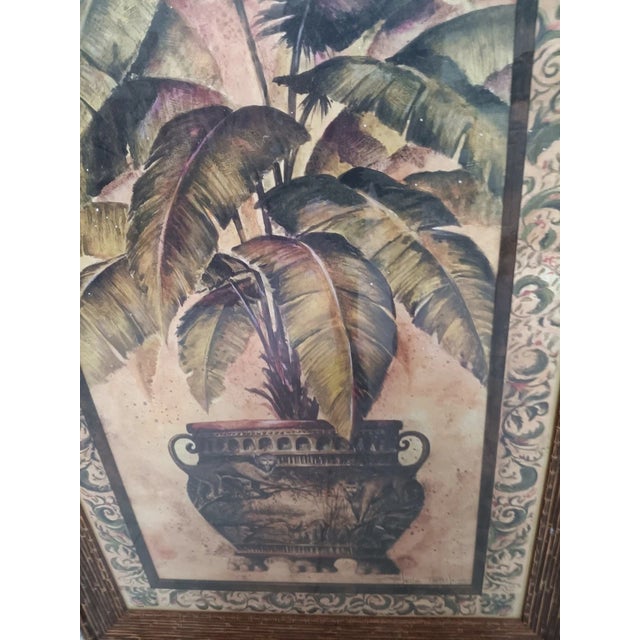 Art Picture Potted Plantation Palm by Steve Butler Gold Wood Frame Glass For Sale - Image 4 of 6