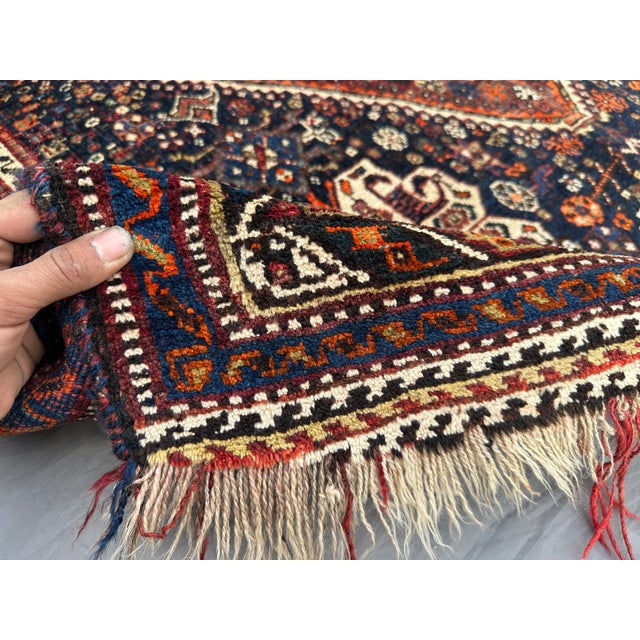 Textile 1900s Antique Persian Qashqai Rug For Sale - Image 7 of 8