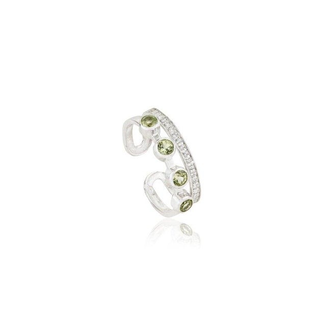 Gemstone Sterling Silver August Birthstone Minimal Ring With Peridot & Zircon, Size 6.5 For Sale - Image 7 of 12
