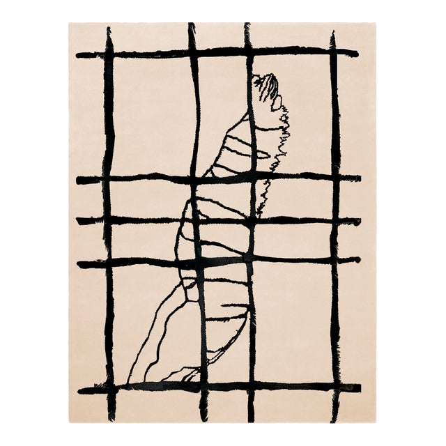 Modern Black and White Rectangular Animalia Rug by Tapis Studio for Hommés Studio For Sale