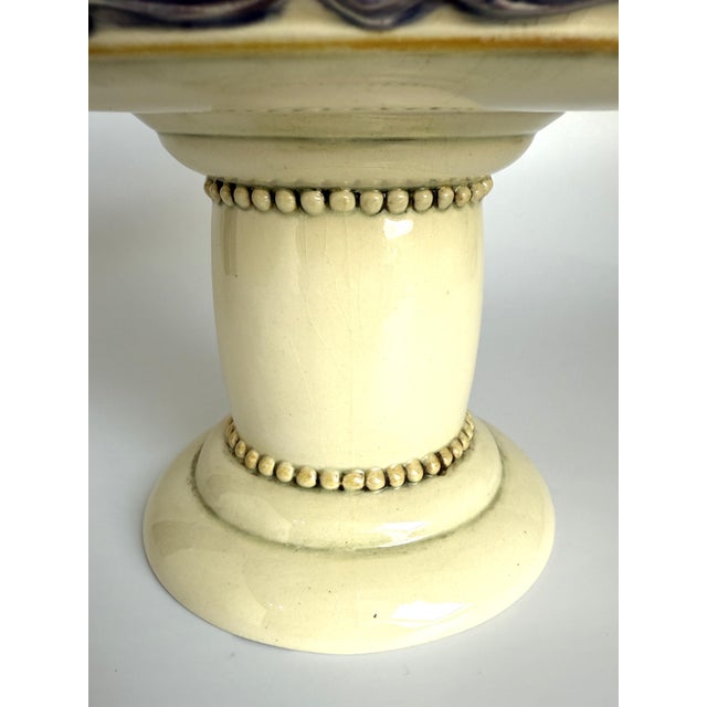 Art Nouveau Centerpiece / Footed Bowl with Openwork Rim from Karlsruher Majolika, 1890s For Sale - Image 6 of 8