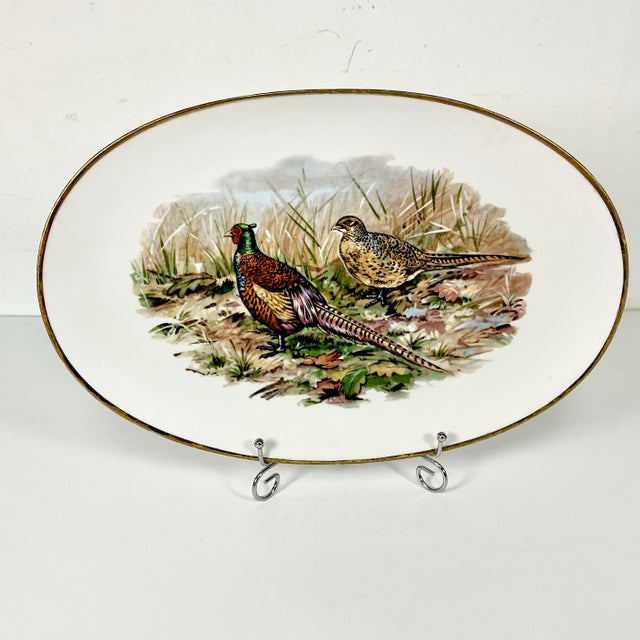 Hutschenreuther China 1970s Vintage Hollywood Regency Arts & Crafts Rustic European Pheasant Platter, Thanksgiving For Sale - Image 4 of 9