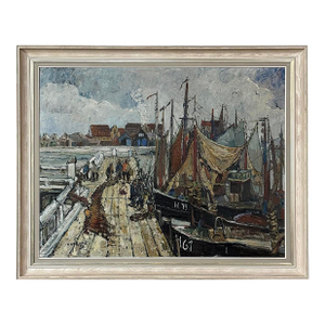 Antique Framed Oil Painting on Canvas by Rene Clarot (1882-1972)