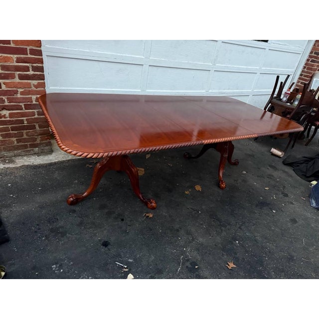 Vintage Chippendale Style Ball and Claw Feet Double Pedestal Dining Table For Sale - Image 17 of 17