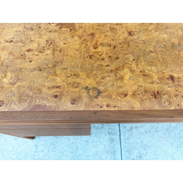 Mid Century Walnut and Burlwood Executive Desk by Hiebert For Sale - Image 15 of 17