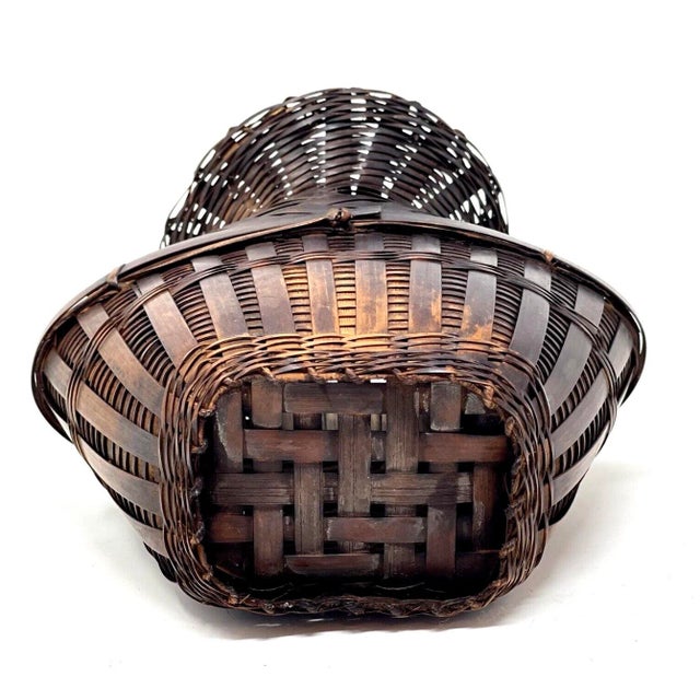 Mid 20th Century Asian Bamboo Woven Gathering Basket For Sale In New York - Image 6 of 7
