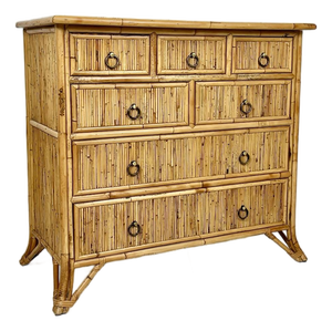 Vintage Baker Milling Road Pencil Reed Rattan Bamboo Chest of Drawers