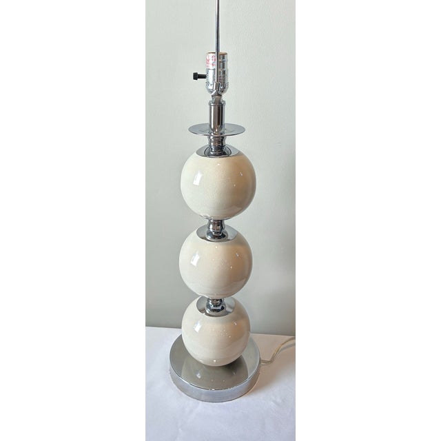 Mid 20th Century Space Age Ceramic Globes and Chrome Table Lamp Attributed to Solken Leuchten For Sale - Image 6 of 11