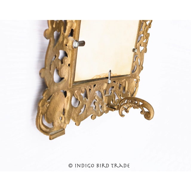 19th Century 1800s Antique Cast Iron Ornate Wall or Vanity Tabletop Mirror For Sale - Image 5 of 7