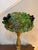 Beautiful 1970s Hollywood Regency Hand Blown Murano Glass Textured Translucent Blue, Green and Yellow Flowers Lampshade With Original Base For Sale - Image 11 of 12