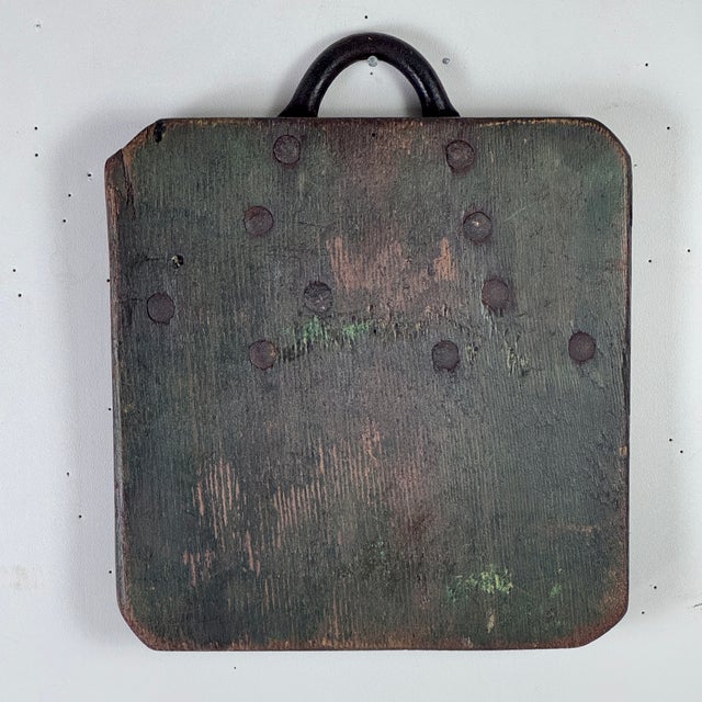 American Late 19th Century Wood Block With Metal Handle Circus Pole Support For Sale - Image 3 of 6