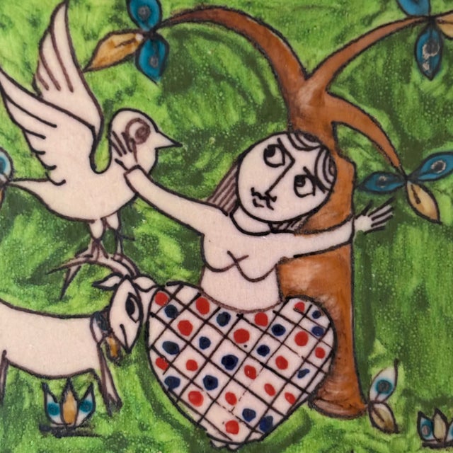 Vintage Hand Painted Greek Ceramic Tile Wall Plaque, Signed & Dated For Sale - Image 14 of 18