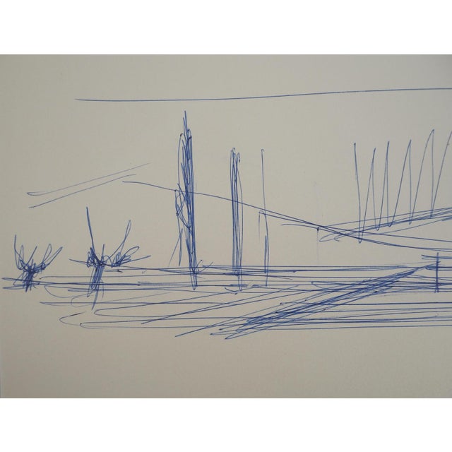 Bernard Buffet, Provence, Landscape with Mountains, Original Ink Drawing For Sale - Image 4 of 8