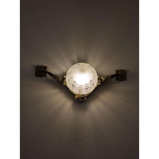 Antique Art Nouveau Liberty Wall Lamp with Central Light, Italy, 1910 For Sale - Image 5 of 9