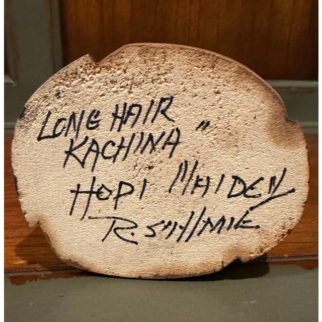 1980s Very Rare 13" Double Kachina Long-Haired Hopi Maiden by Randall Sahmie Hand Carved! For Sale - Image 12 of 16