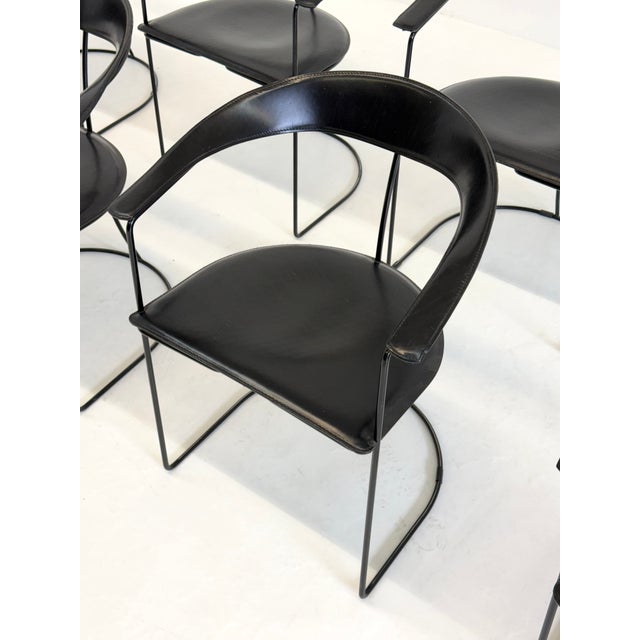 Black Vintage Ursala Dining Chairs in Black Leather from Arrben, Set of 8 For Sale - Image 8 of 18