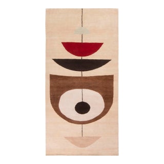 Rug & Kilim Mid-Century Modern Geometric Beige Brown and Red Wool Rug, 5x10 For Sale