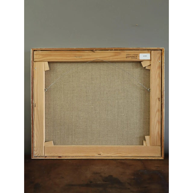 Mid-Century Modern 'Shoreline Light' Vintage Original Swedish Abstract Coastal Landscape Oil Painting, Framed For Sale - Image 12 of 12