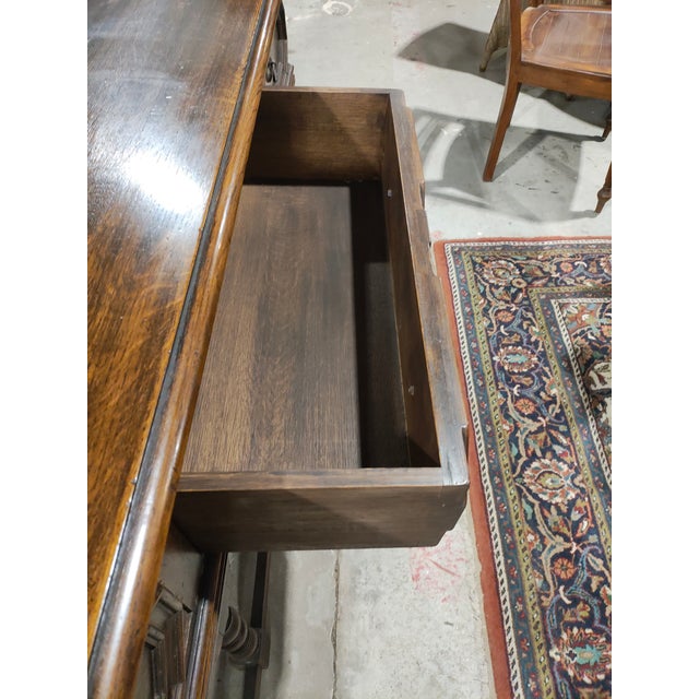 Wood Early 20th Century Jacobean Revival Oak Server Console For Sale - Image 7 of 11